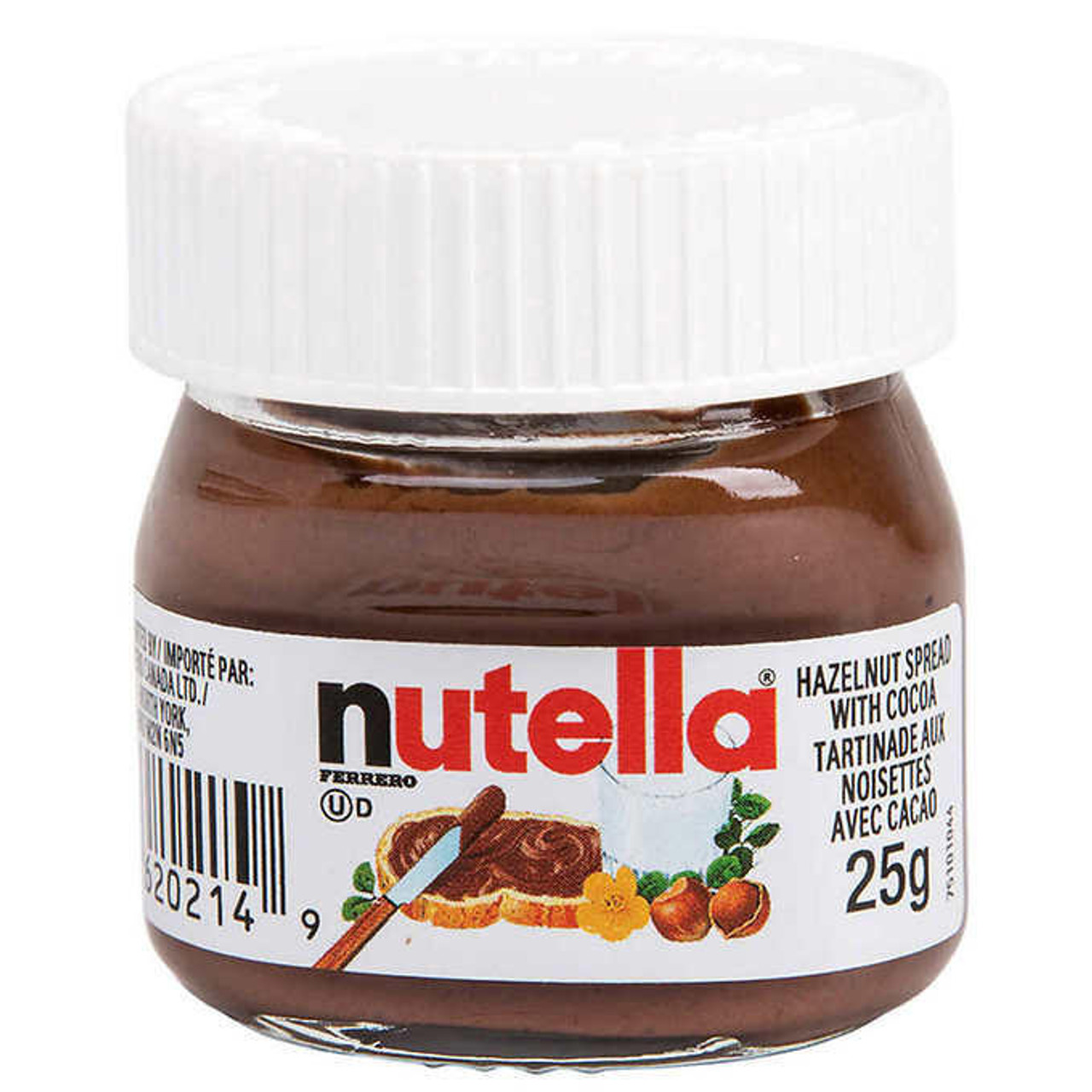 Nutella Small Mini Jar Set of 64 x 25g - Cocoa and Hazelnut Cream -  Vegetarian Friendly Chocolate Spread by Ferrero - No Added Colouring or  Preservatives : : Grocery