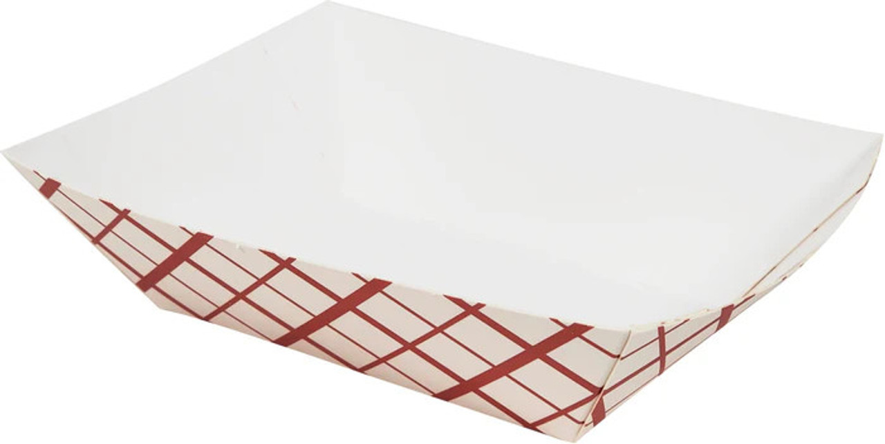 SCT #100 Southland Red Check Paperboard Food Tray / Boat / Bowl, 1 lb Capacity (Case of 1000)