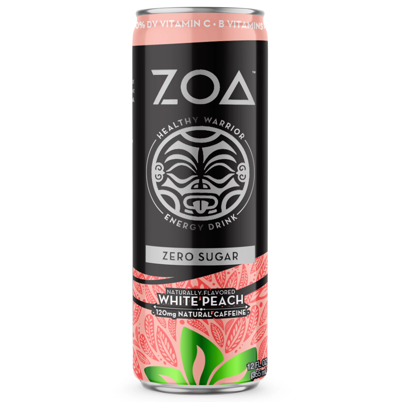 ZOA ZERO SUGAR ENERGY DRINK White Peach 12oz/355ml (12/Pack)