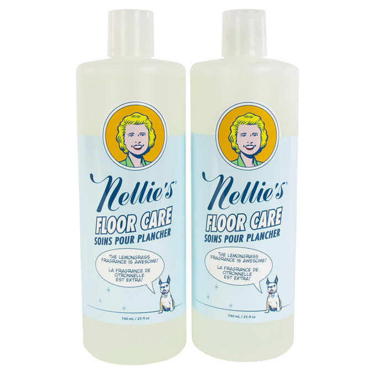 Nellie’s Floor Care Cleaner, Lemongrass Scent, 2 x 740 ml (25 oz) - Refreshing and Effective Floor Cleaning- Chicken Pieces