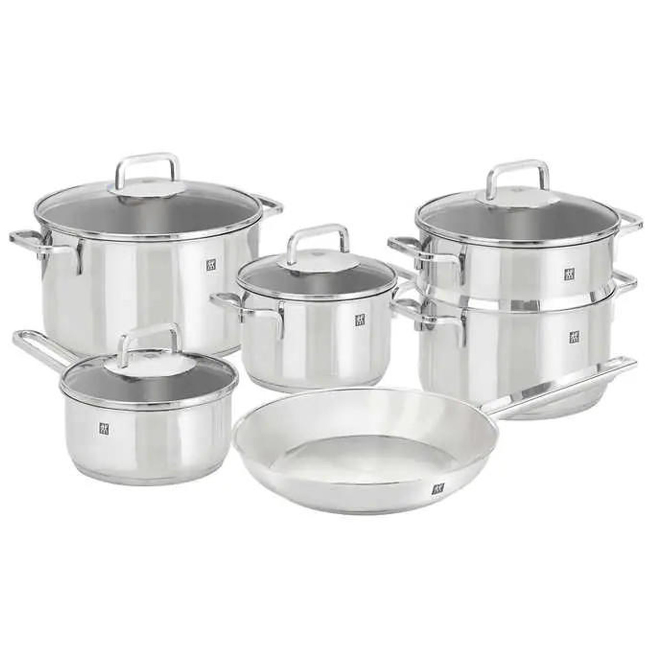 Zwilling Passion Cookware Set of 9 pieces - 5 pots - 4 lids Steel