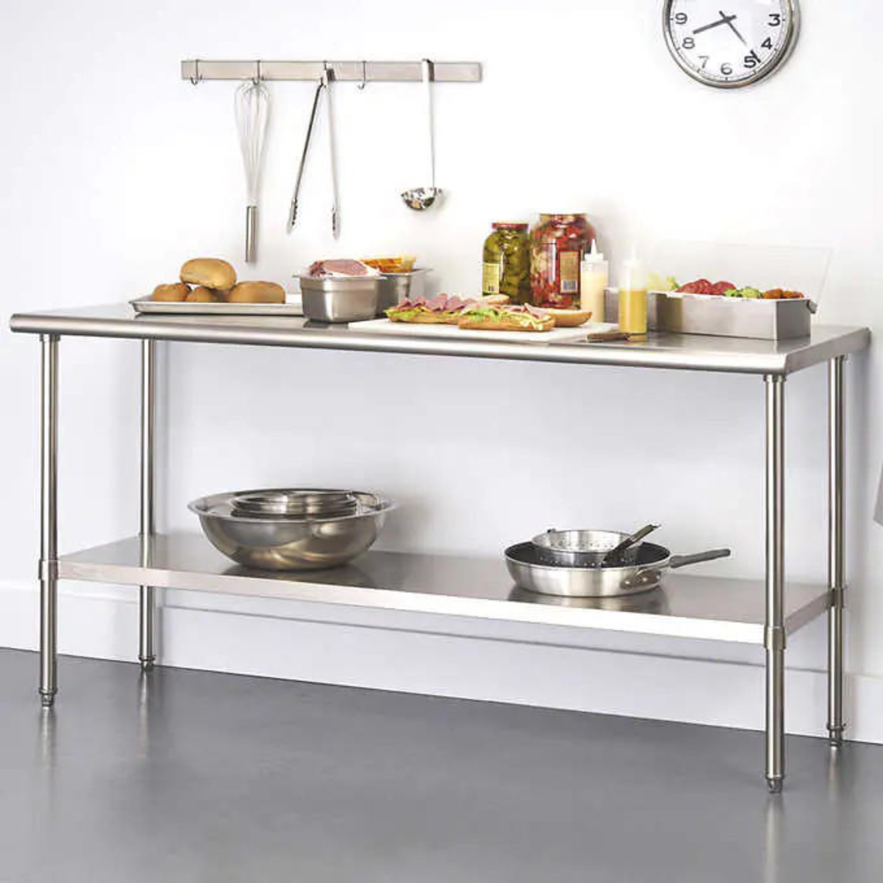 TRINITY EcoStorage Stainless-Steel 182.8 cm (72 in.) Table - Versatile and Durable Workspace Solution- Chicken Pieces