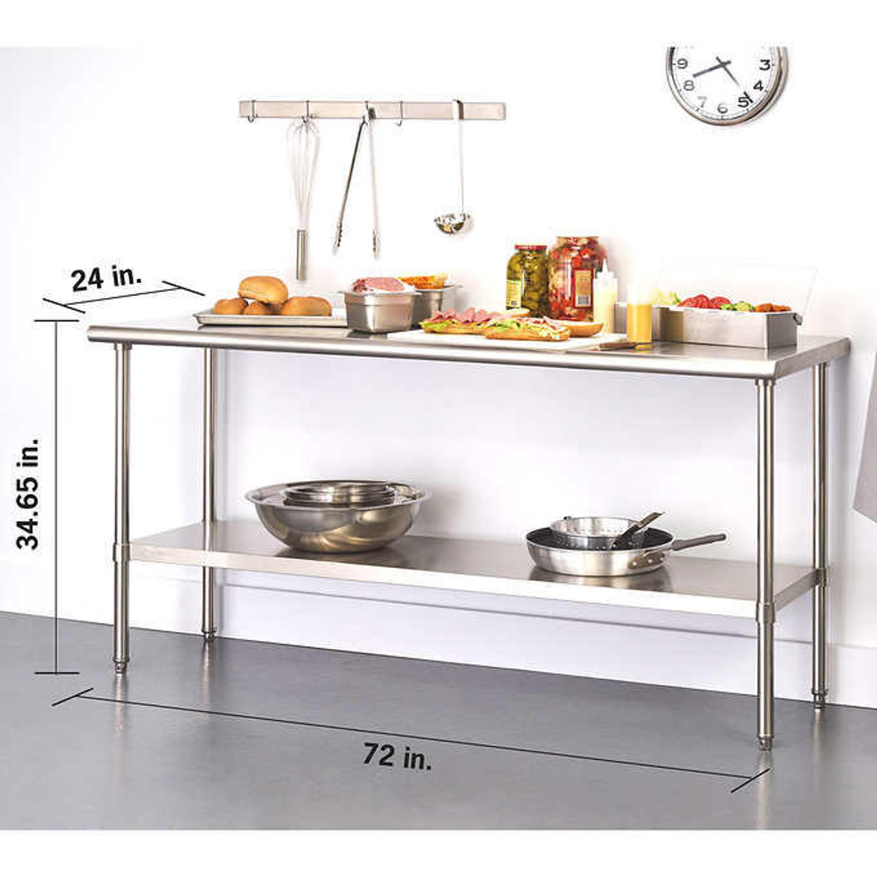 TRINITY EcoStorage Stainless-Steel 182.8 cm (72 in.) Table - Versatile and Durable Workspace Solution- Chicken Pieces
