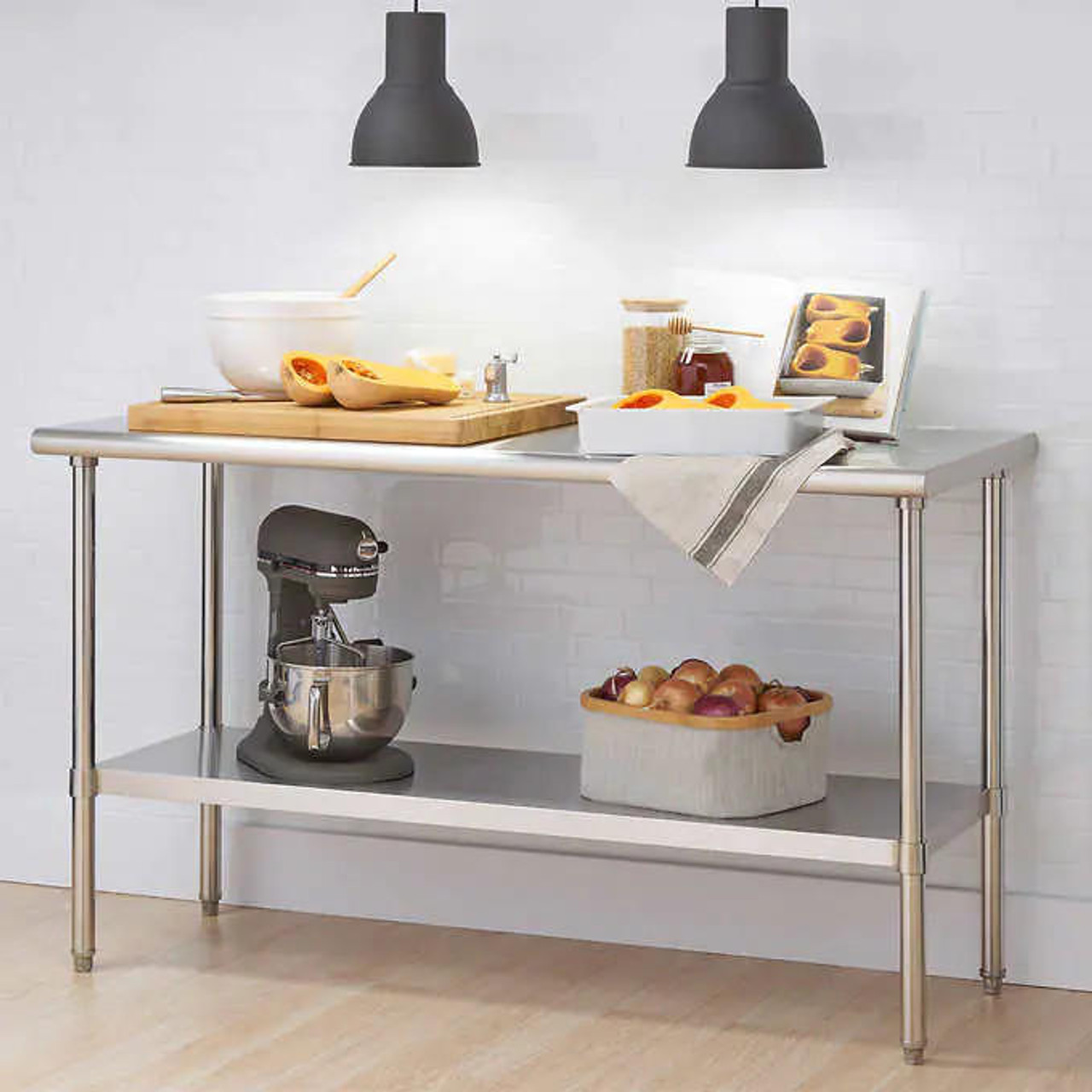 TRINITY EcoStorage Stainless-Steel 152 cm (60 in.) Table - Versatile and Durable Workspace Solution- Chicken Pieces