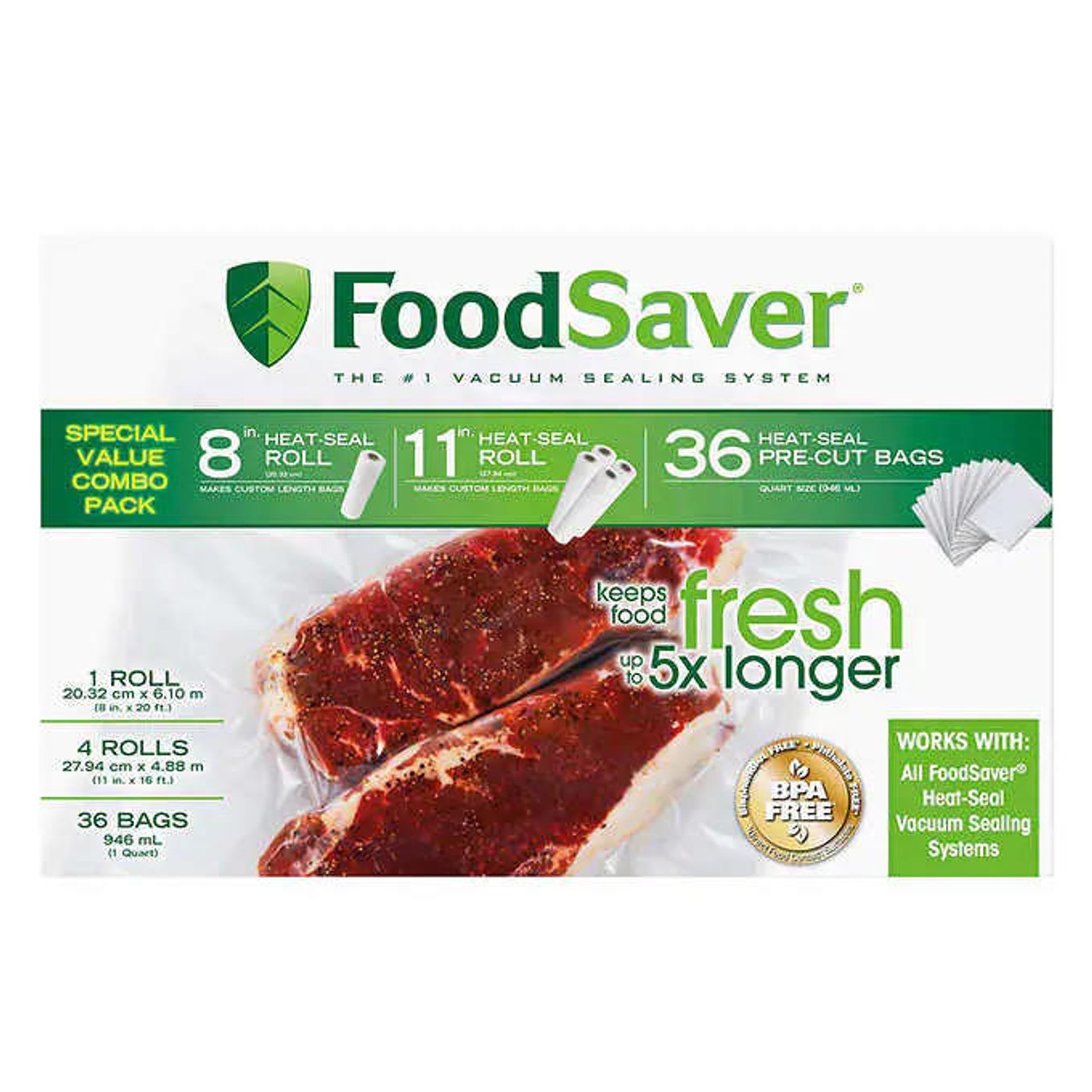FoodSaver Roll and Bag Combo Pack | Versatile Food Storage Solutions- Chicken Pieces