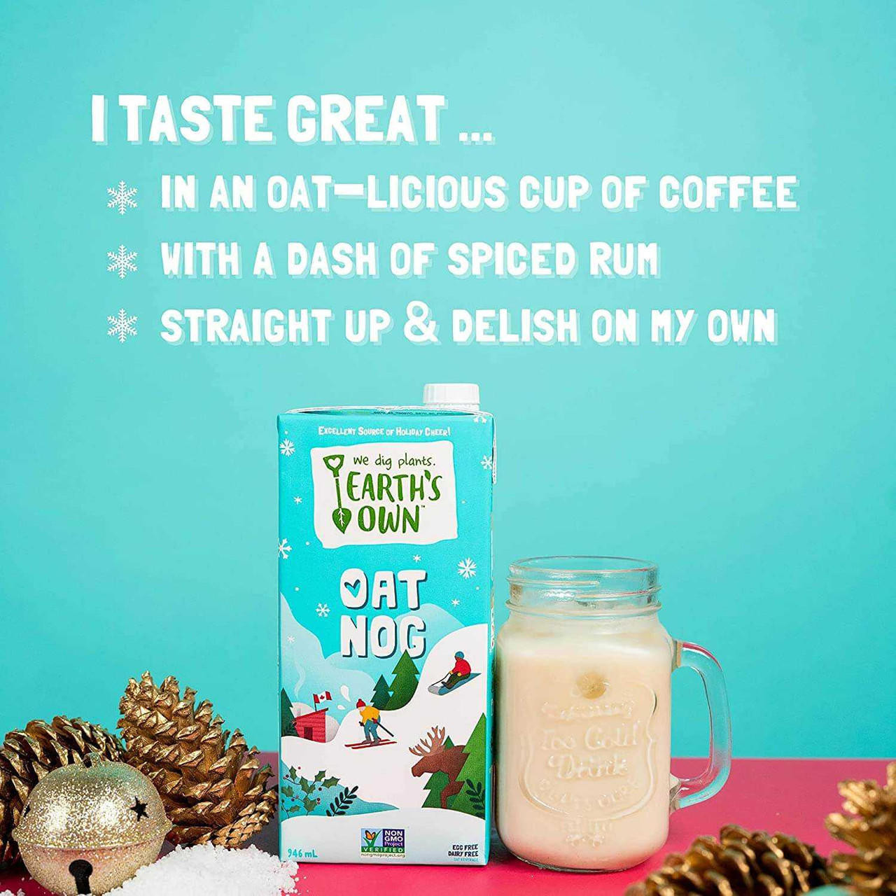 Earths Own Earth’s Own Oat Milk Oat Nog 12 Pack - Seasonal Delight | Vegan & Dairy-Free | Limited Time Only 