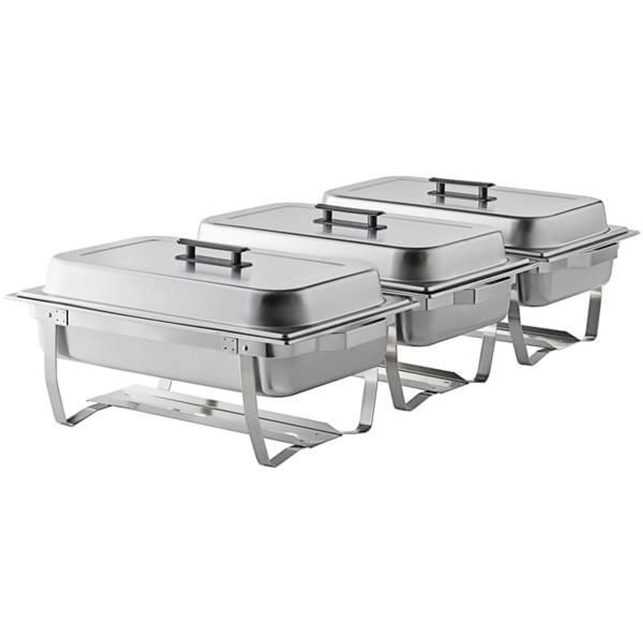 A2ZCHEF Full Size Stainless Steel Chafer with Folding Frame  8 Qt- 3/Pack