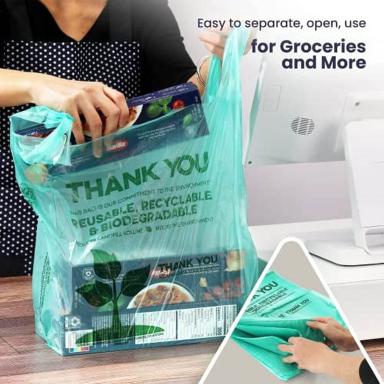 Chicken Pieces Eco Friendly Biodegradable Plastic T-Shirt Bag - 1/6 Size - 1000/Case . CHICKEN PIECES.