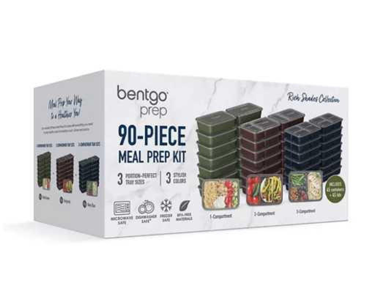 BENTGO Bentgo 90 Piece Meal Prep Set  Containers (Assorted Colors) 