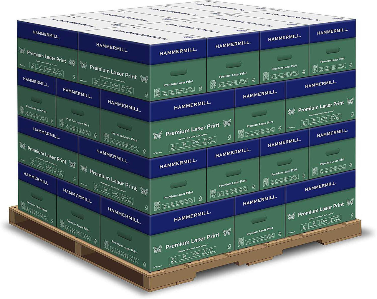 Hammerhill Hammermill Premium Laser Print 24lb Copy Paper, 160,000 Sheets, 8.5x11, 32 Case Pallet, 