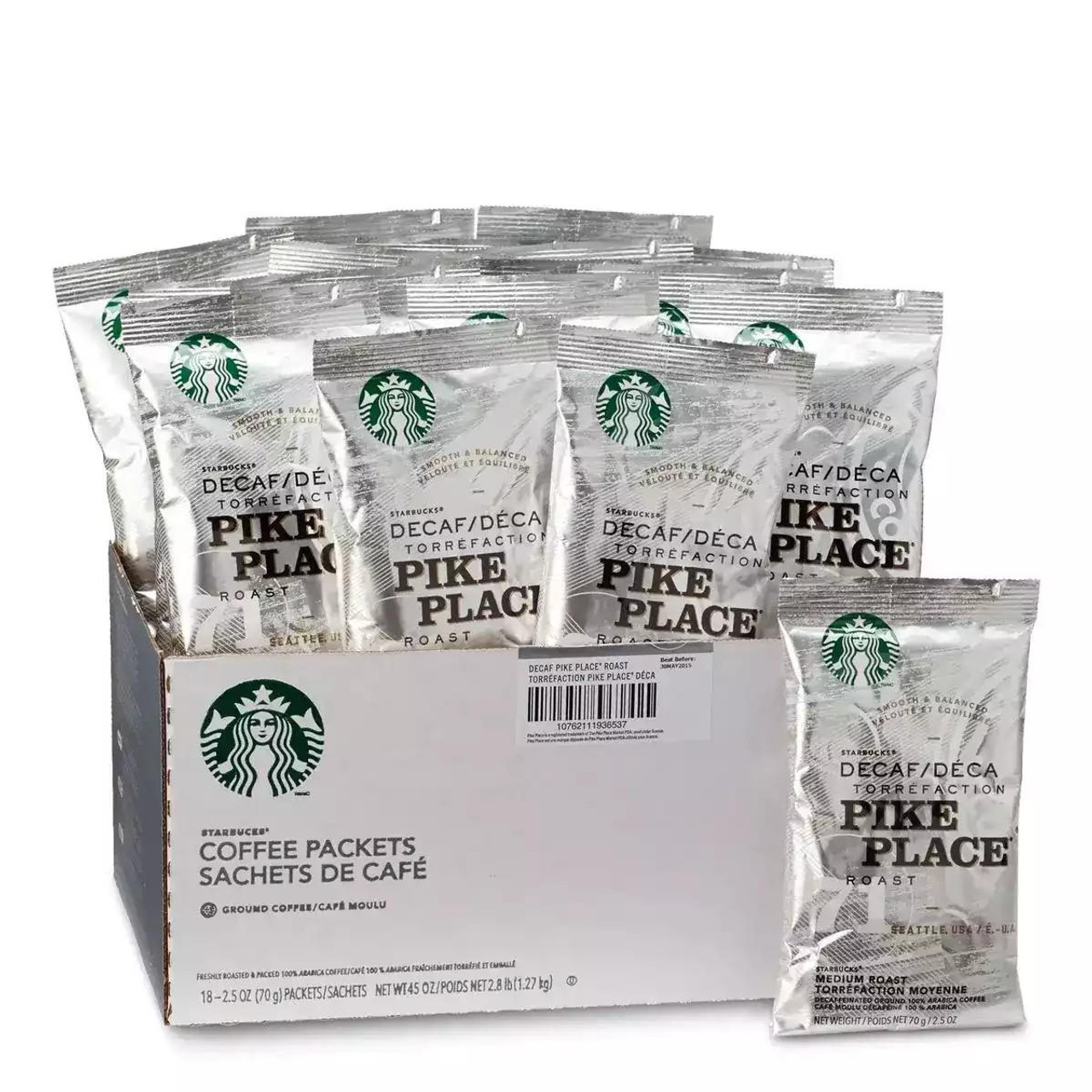 NESTLE CANADA PRO Starbucks Ground Coffee Decaf Pick Place Roast Portion Pack | 70G/Unit, 72 Units/Case 