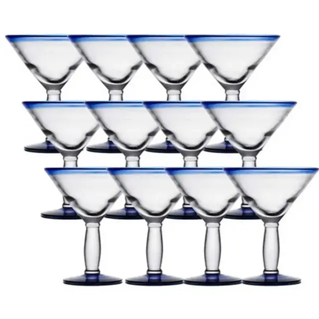 Libbey Aruba 15 oz. Martini Glass with Cobalt Blue Rim and Base - 12/Case-Chicken Pieces