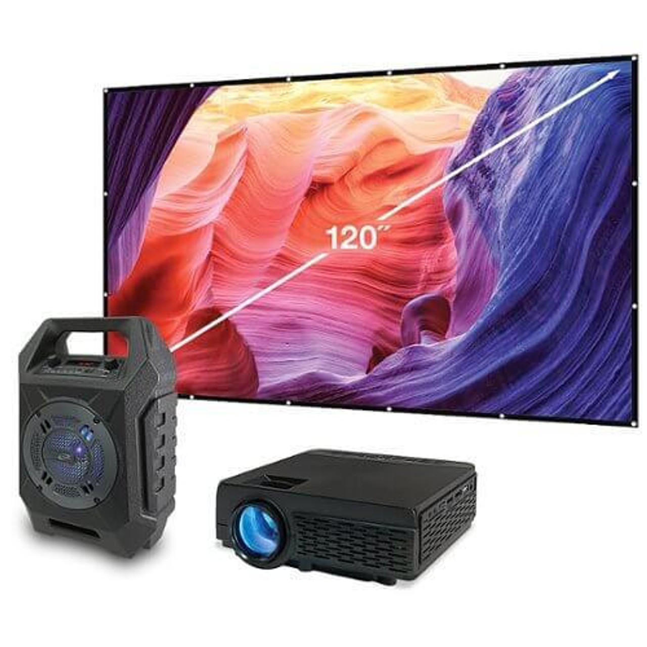 ILIVE Pop-Up Movie Theater Kit-  Projector, Bluetooth speaker & 120" diagonal screen 