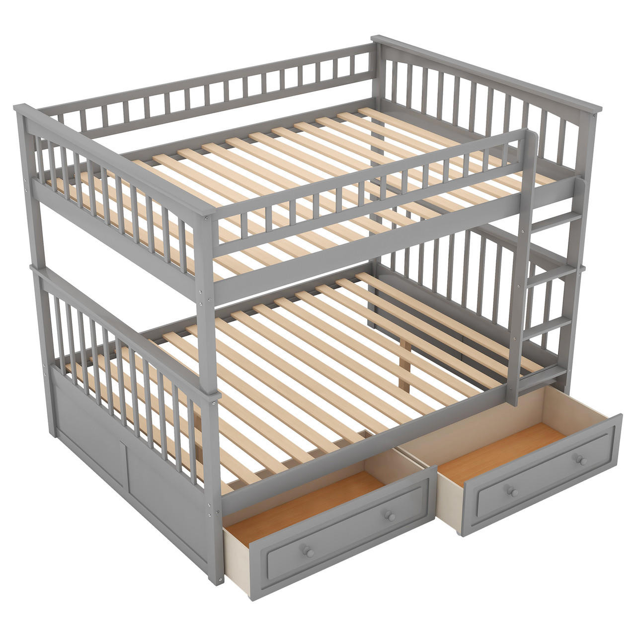 Chicken Pieces Full over Full Bunk Bed with Drawers, Convertible Beds 