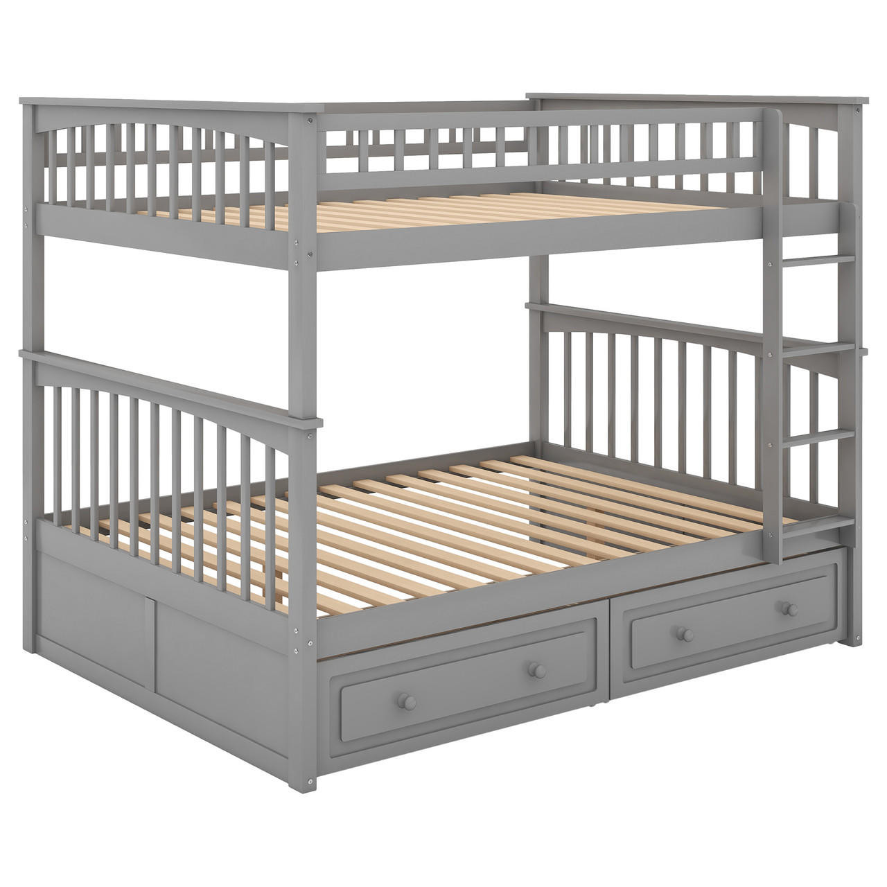 Chicken Pieces Full over Full Bunk Bed with Drawers, Convertible Beds 