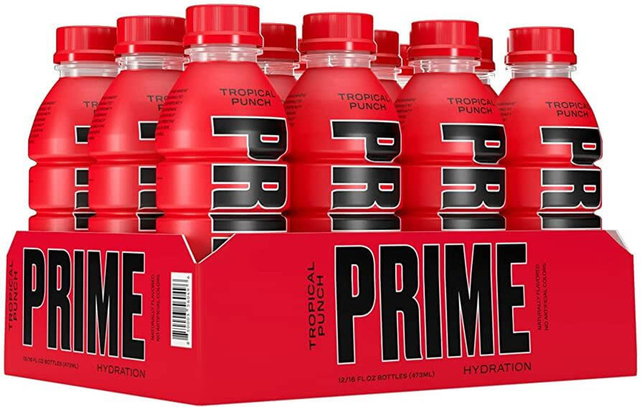 Prime Boisson d'Hydratation Saveurs Assorties 16oz 12/Pack 100 ct Palette  Citron Vert, Framboise Bleue, Punch Tropical, Pop de Glace 