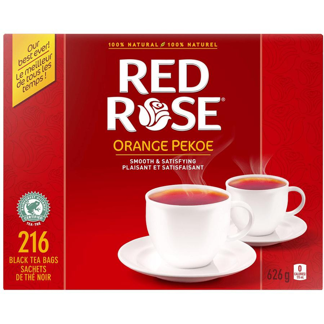  RED ROSE Orange Pekoe Black Tea | 100% Rainforest Alliance Certified | 216 Tea Bags 