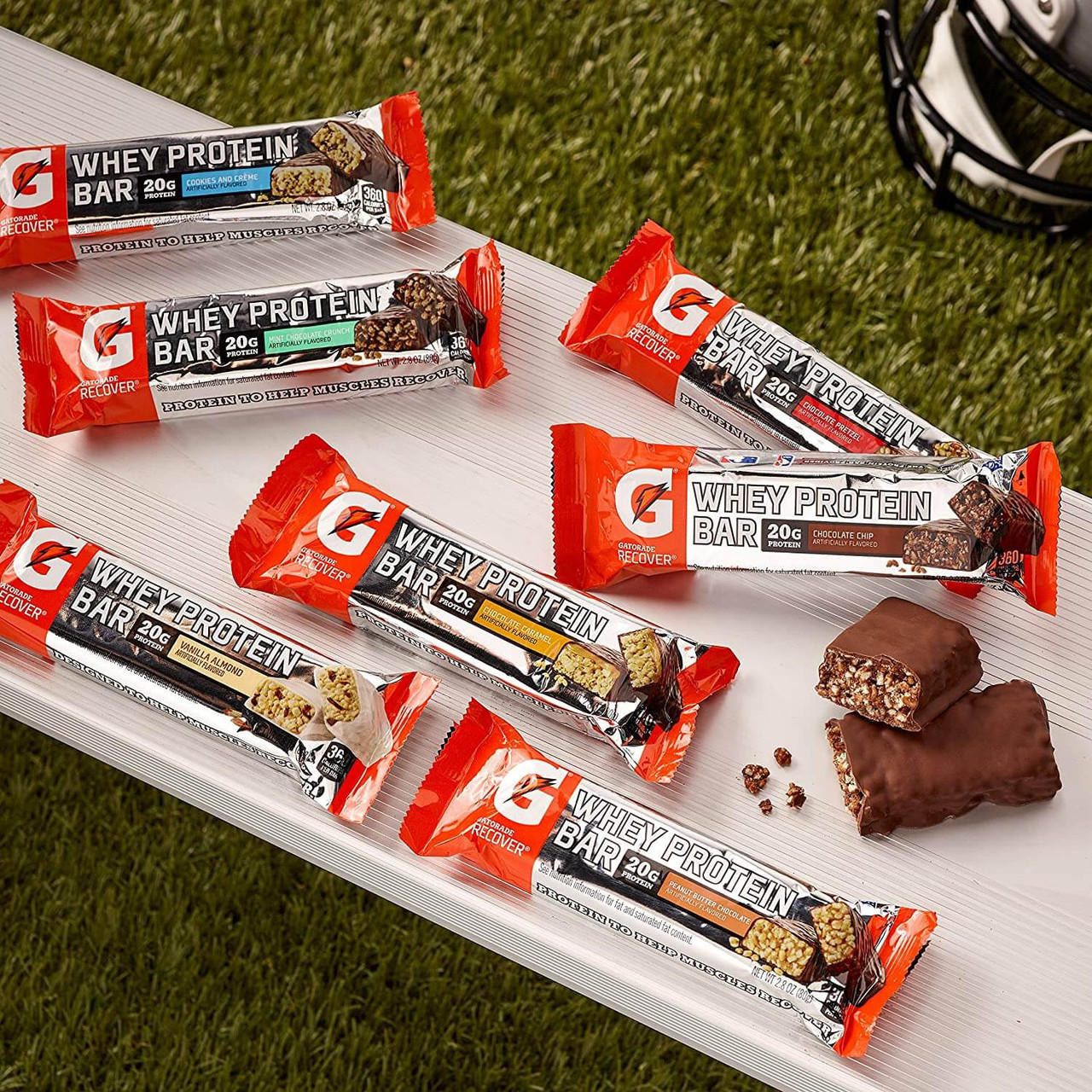 GATORADE Gatorade Whey Protein Bar | Peanut Butter Chocolate Flavor | 12 x 80g | 20g Protein for Athletic Recovery 