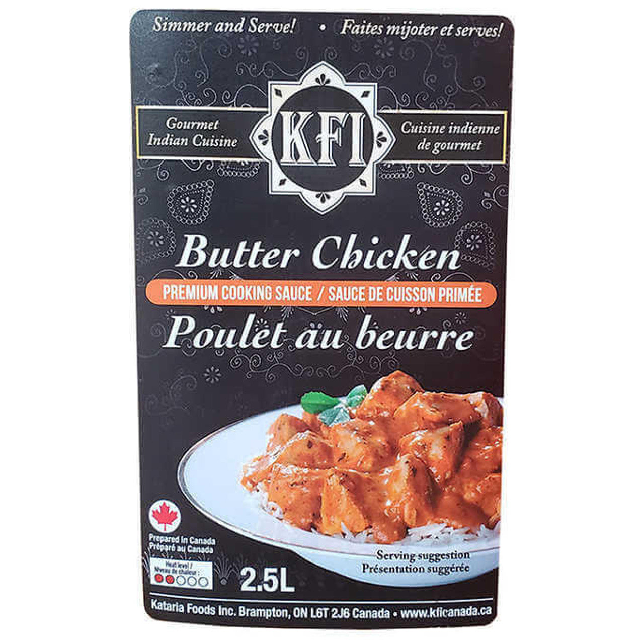 KFI Butter Chicken Premium Cooking Sauce - 2.5 L | Authentic Indian Flavor for Culinary Adventures- Chicken Pieces