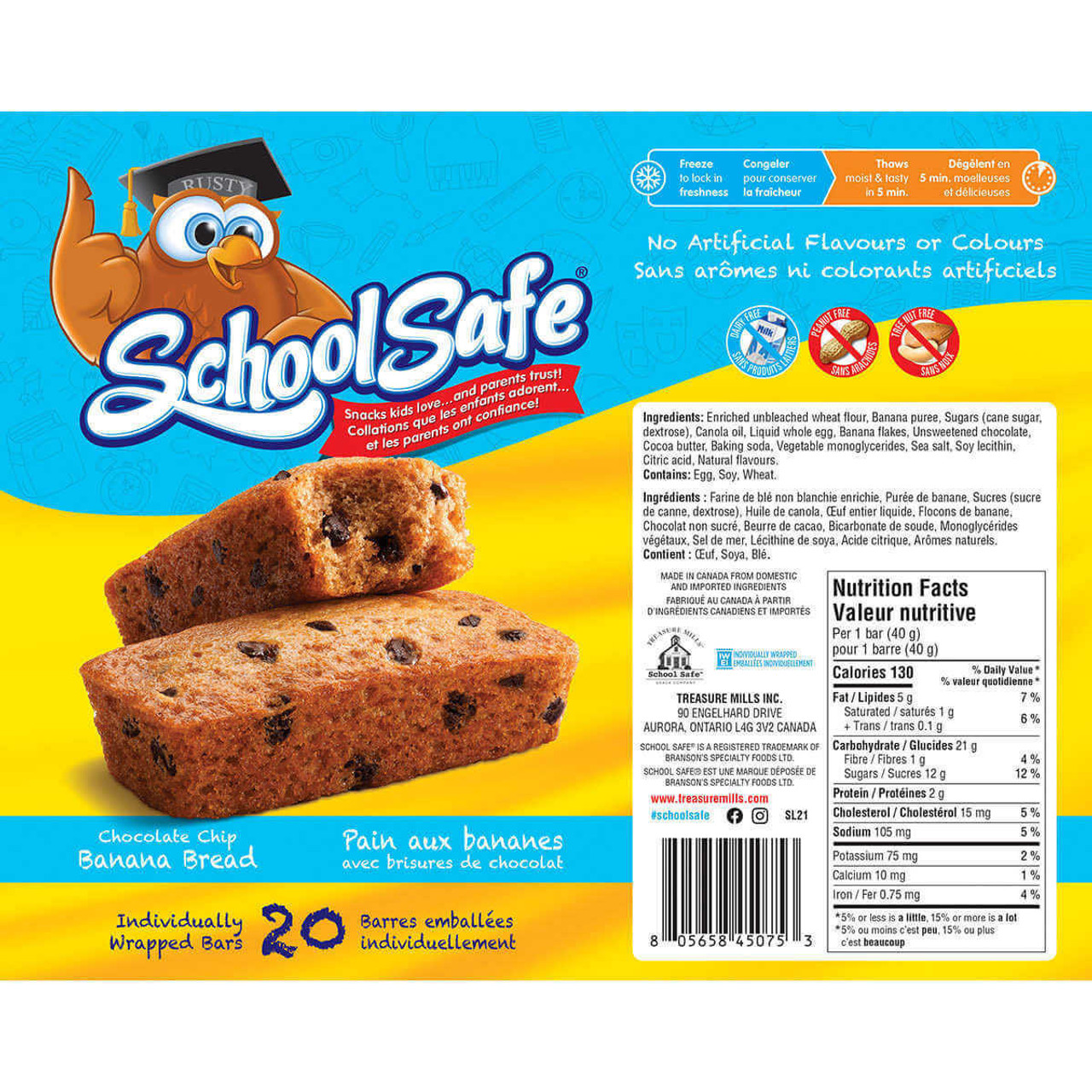 School Safe Banana Chocolate Chip Muffin Bars - 20 × 40g | Wholesome and Delicious Snack Bars- Chicken Pieces
