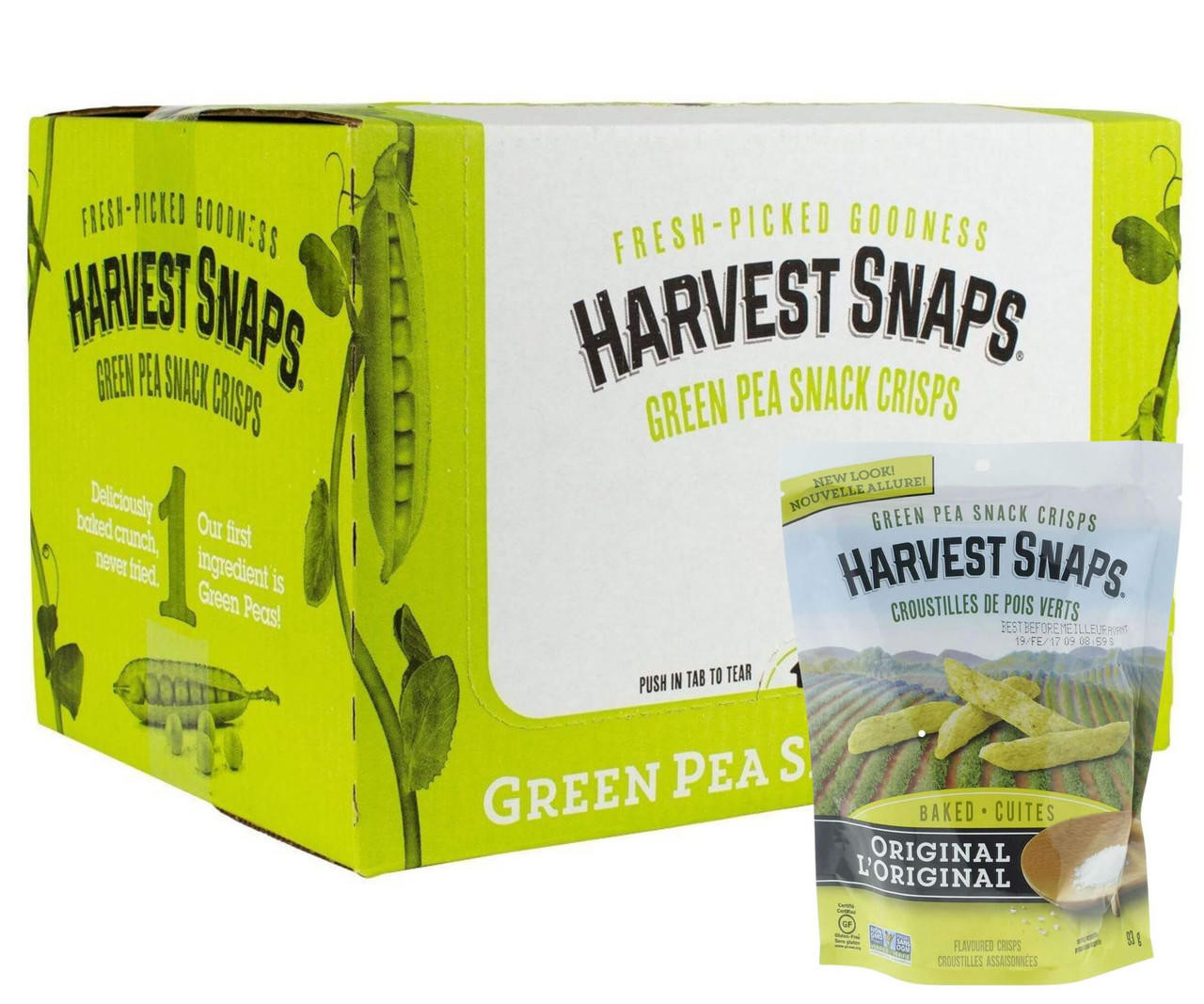 Harvest Snaps Lightly Salted, Baked Green Pea Snacks, 6 oz - 2 Pack