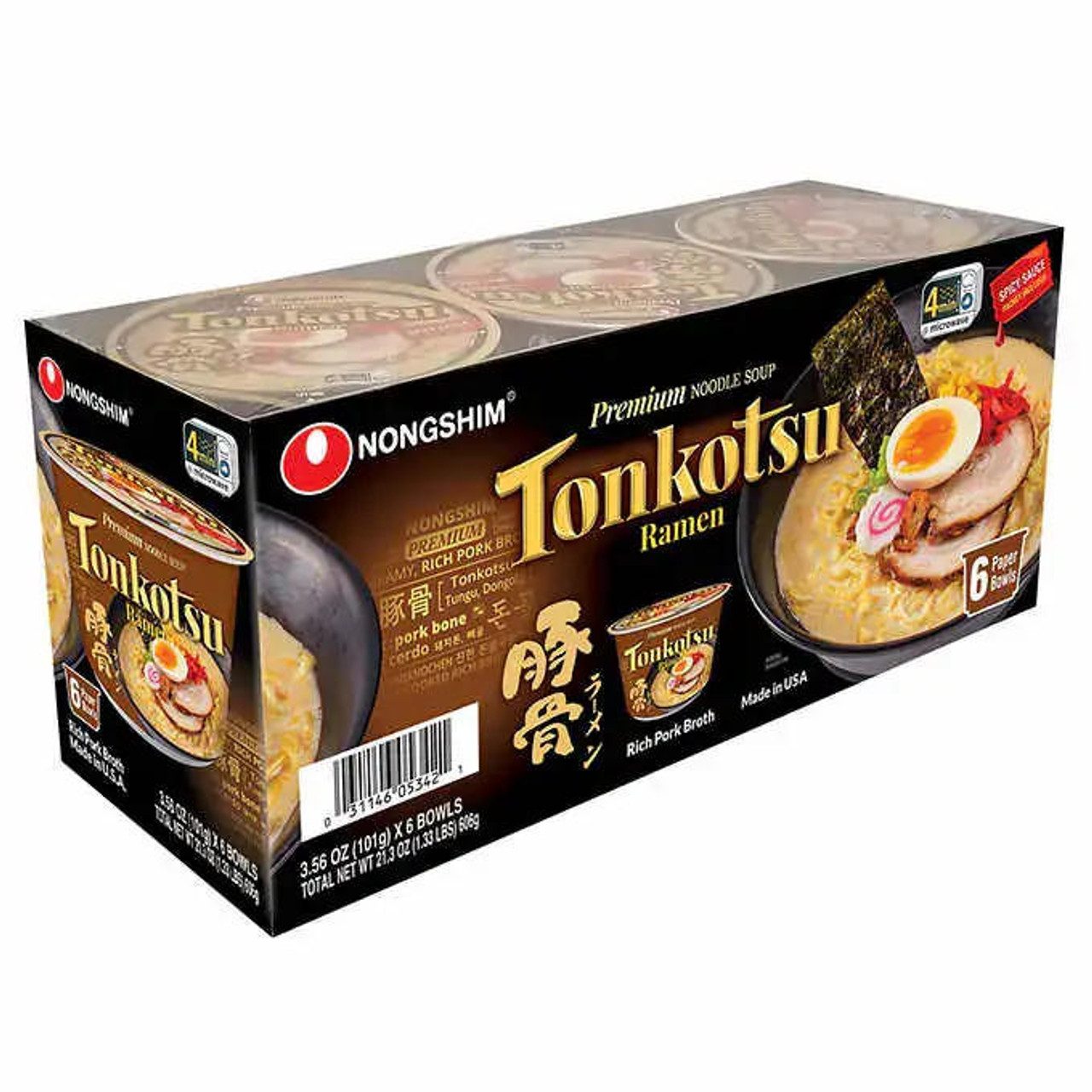 NONG SHIM Nongshim Tonkotsu Ramen 101g (6Pack) | Premium Japanese Style Noodle Soup - Chicken Pieces