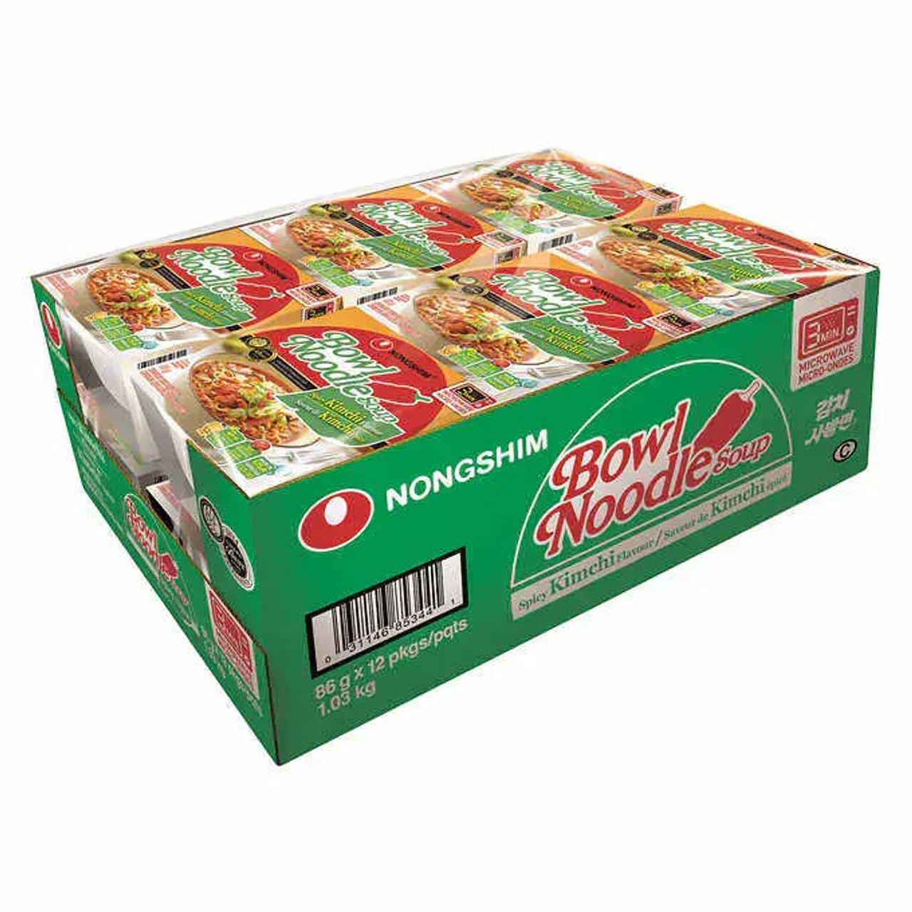 nongshim Nongshim Spicy Kimchi Bowl Noodle Soup 86g (12 PACK) | Authentic Korean Flavor 