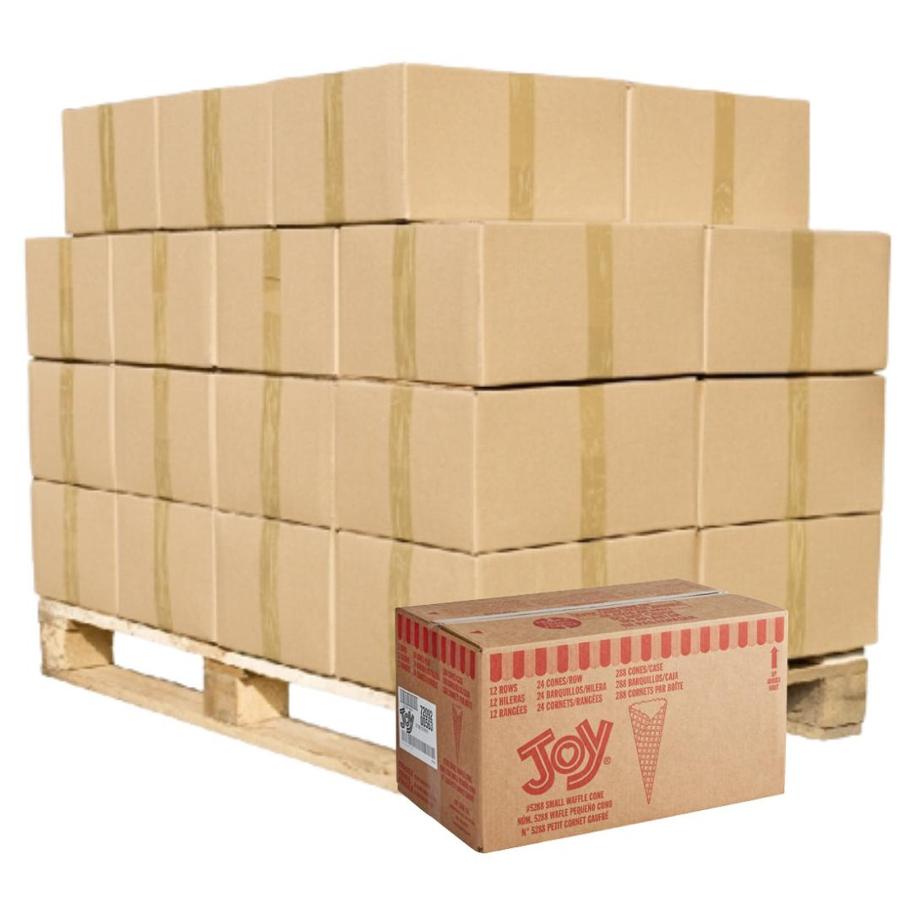  JOY Small Waffle Cone - 288/Case | 16 Case per Pallet for Miniature Ice Cream Delights 