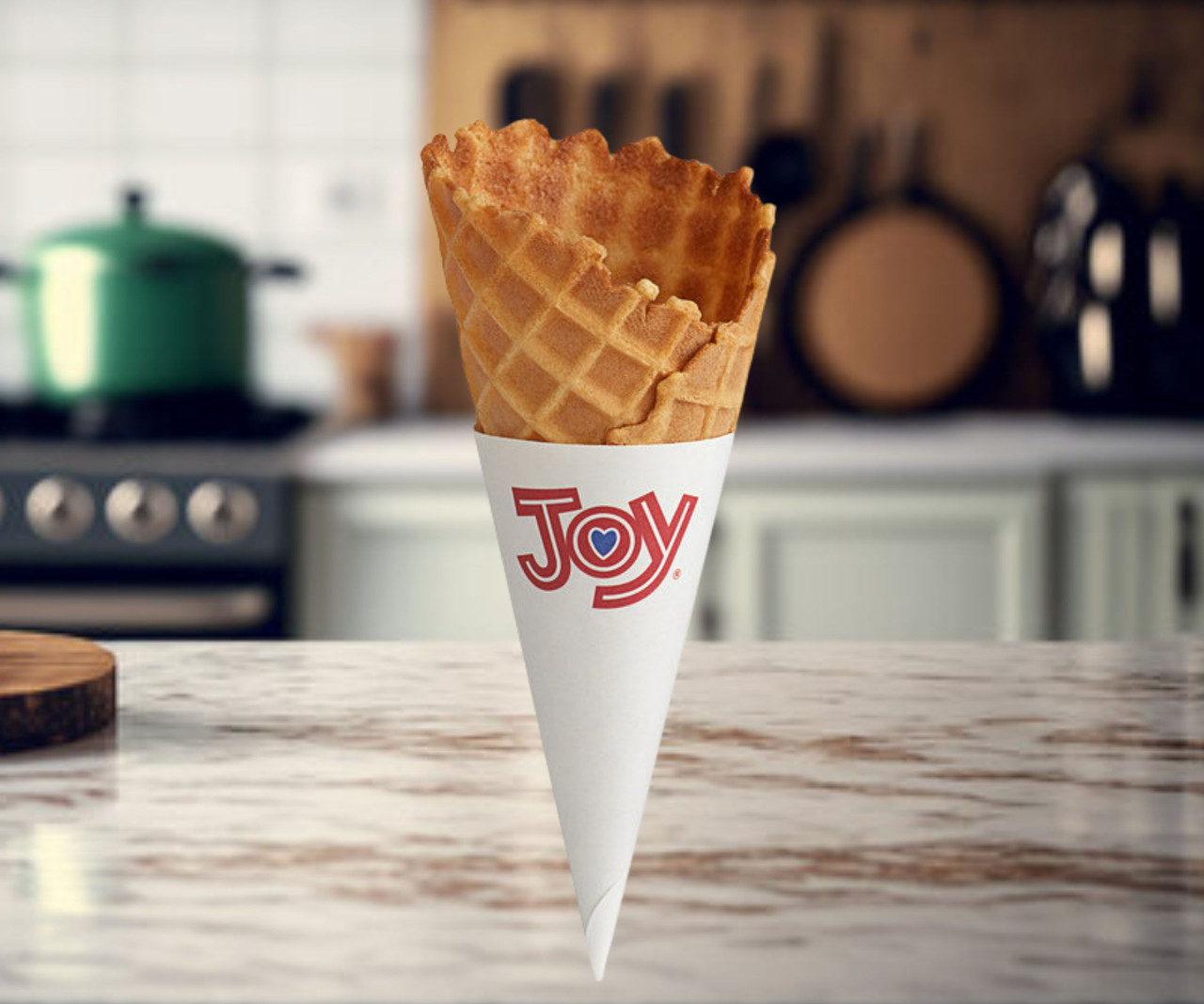 JOY Small Jacketed Waffle Cone - 276/Case | 16 Cases Per Pallet | 4416 CONES