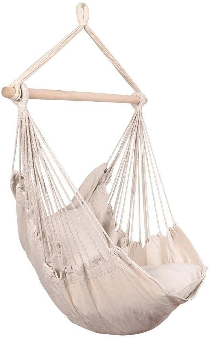 Hammock Chair Swing Seat with Cushions and Carry Bag Ultimate Comfort with Weight Capacity 300 Lbs