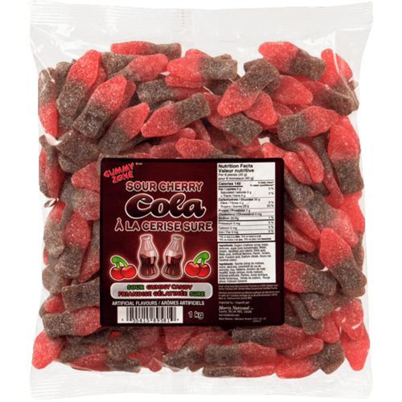  GUMMY ZONE Sour Cherry Cola Bottles 1kg/2.2lbs - Tangy and Fizzy Candy Delights 