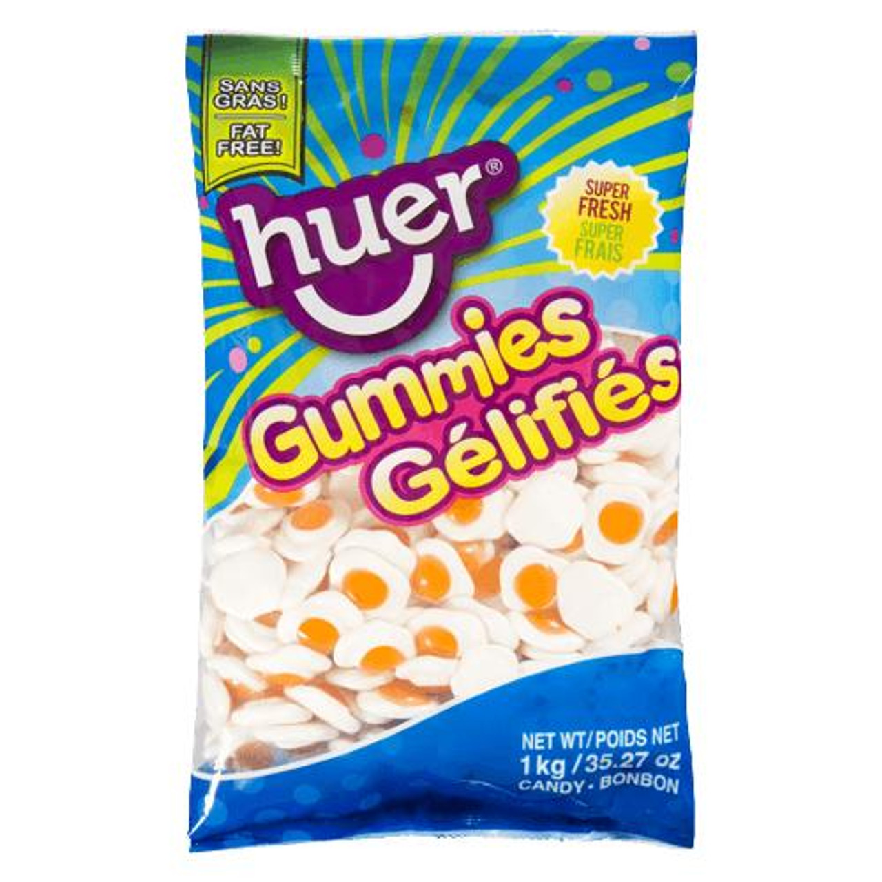 Huer HUER Fried Egg Gummies 1kg/2.2lbs - Fun and Flavorful Candy Delights 