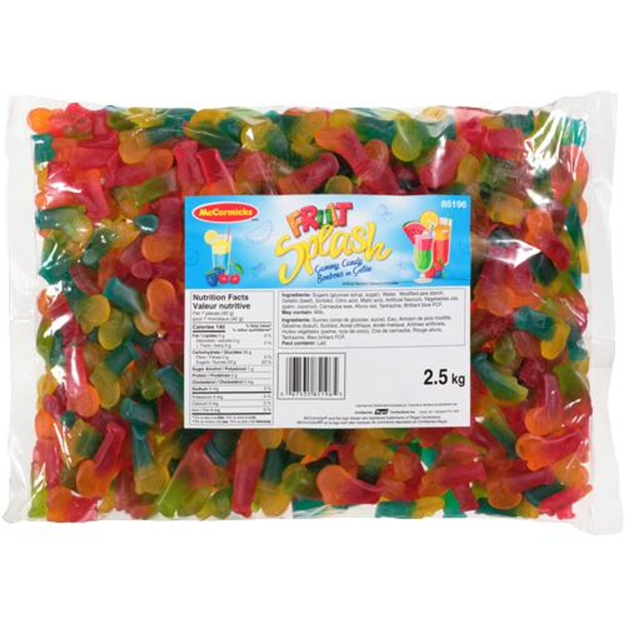  MCCORMICKS Fruit Splash Gummy Candy 2.5kg/5.51lbs - Juicy and Flavorful Assorted Fruit Gummies 