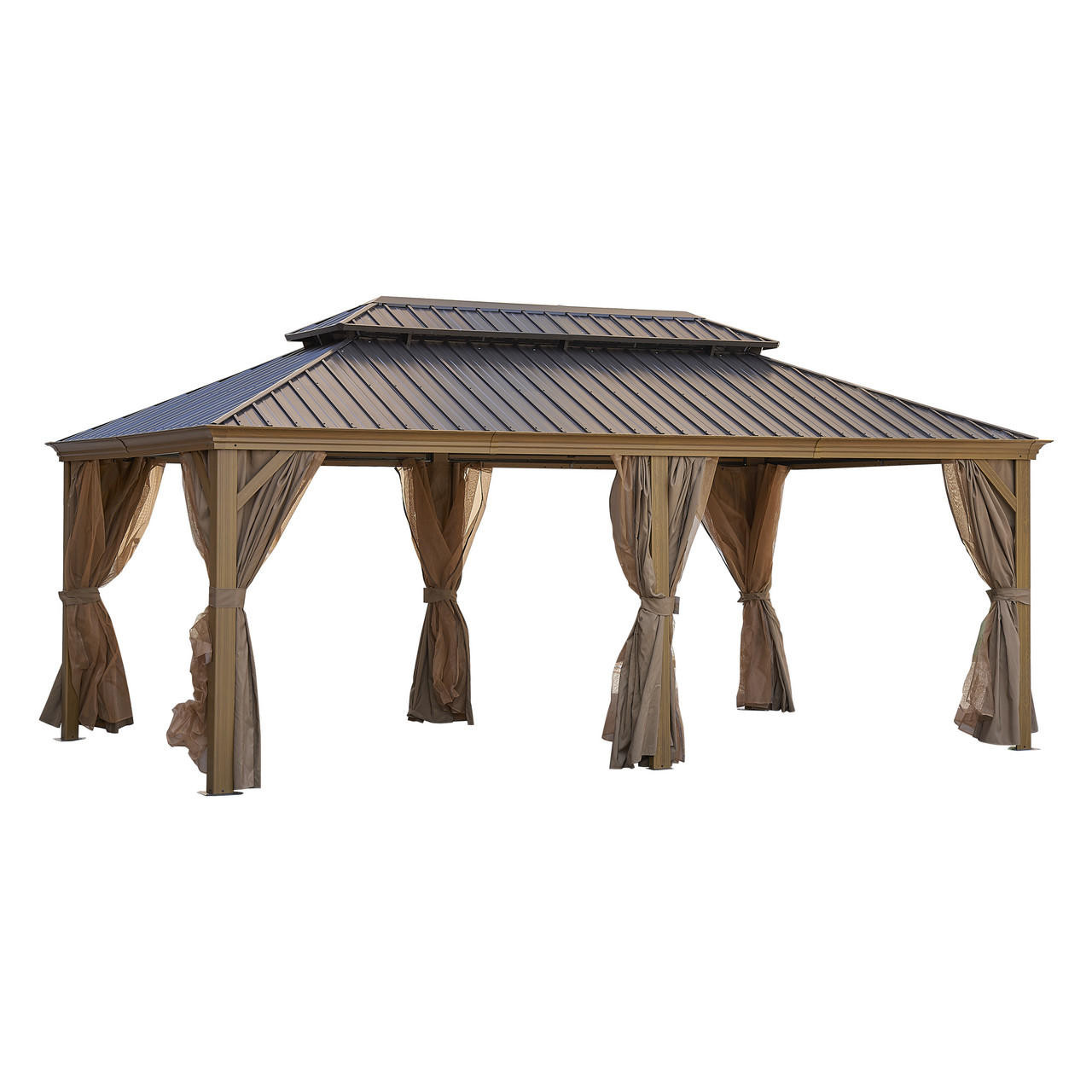 Chicken Pieces Patio Aluminum Gazebo with Steel Canopy | Outdoor Permanent Hardtop | 12*20FT 