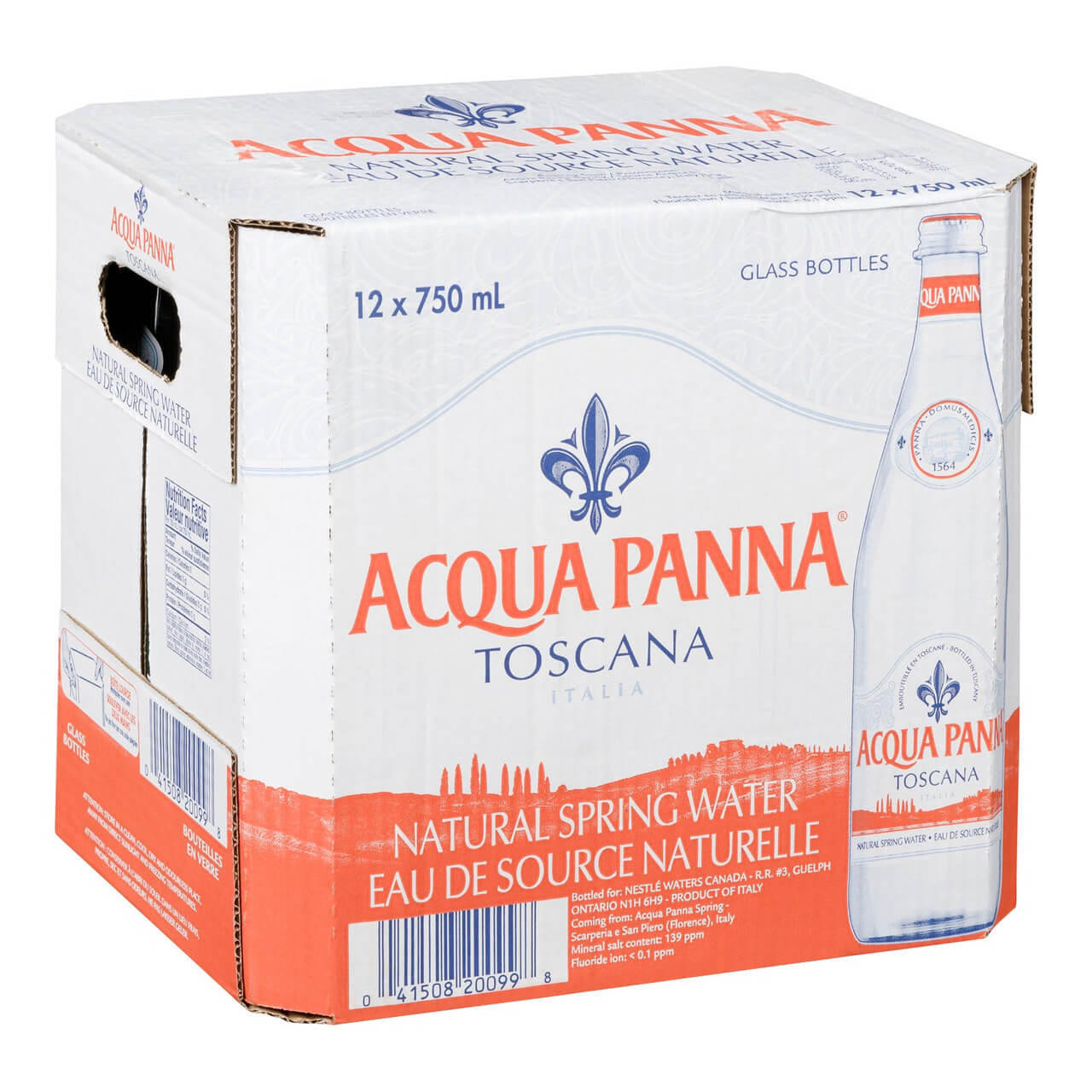 NESTLE CANADA INC Acqua Panna Natural Spring Water, Glass | 750ML |12/Case | Pallet Of 64 Cases 