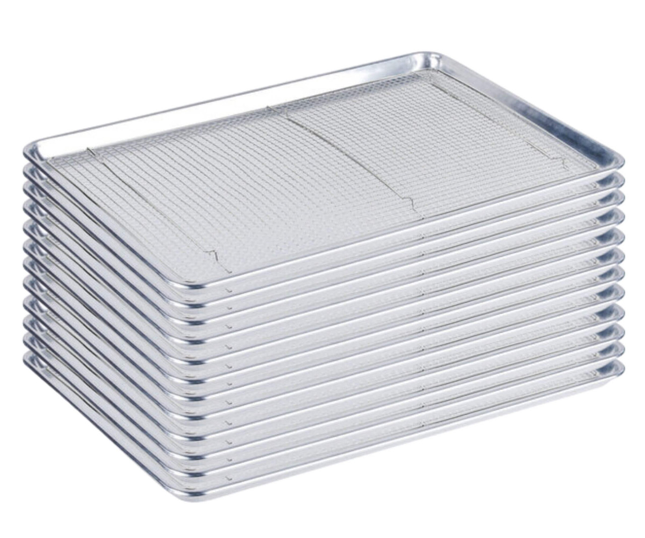 CP Case: 12-Pack Full Size 19 Gauge 18" x 26" Aluminum Sheet Pan with Footed Cooling Rack-Chicken Pieces