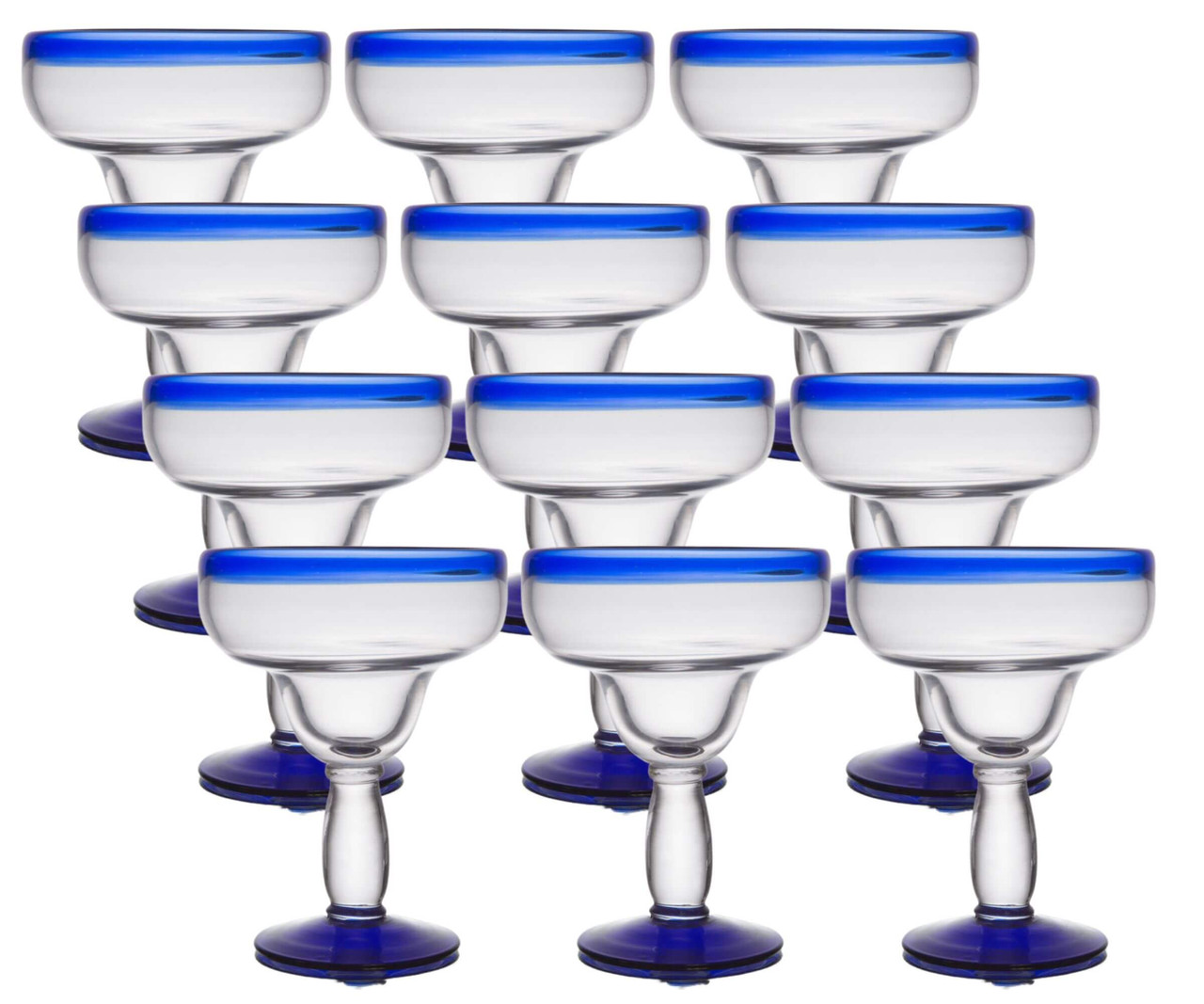 Libbey Aruba 16 oz. Margarita Glass with Cobalt Blue Rim and Base - 12/Case | Add a Splash of Color to Your Margaritas-Chicken Pieces