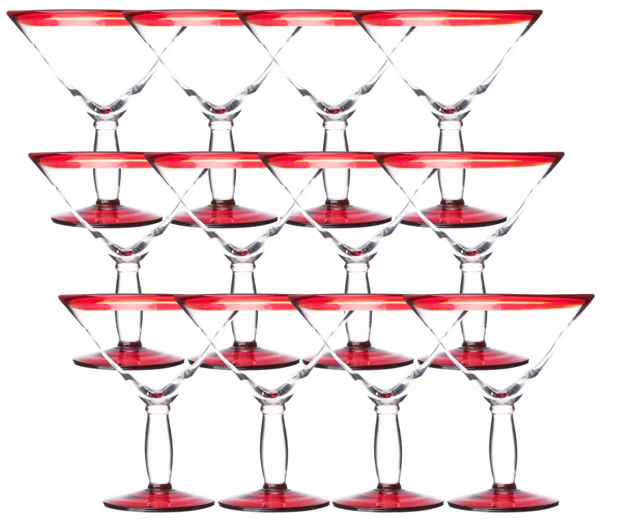 Libbey Aruba 24 oz. Martini Glass with Vibrant Red Rim - 12/Case-Chicken Pieces