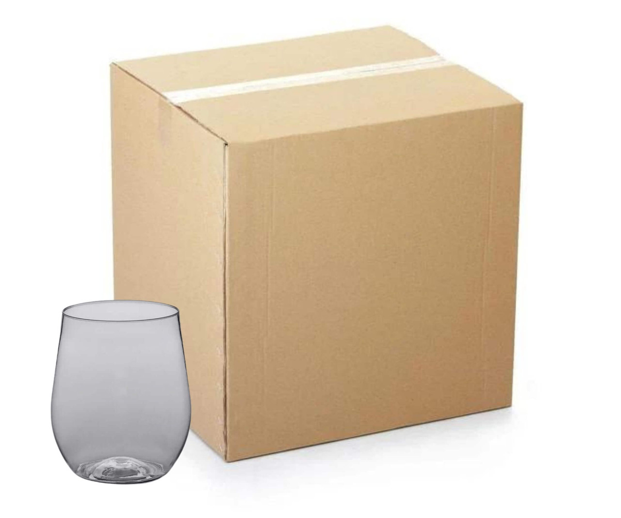 CP 8 oz. Heavy Weight Clear Plastic Stemless Wine Glass - 64/Case | Sip Wine with Elegance in Sturdy Stemless Style-Chicken Pieces