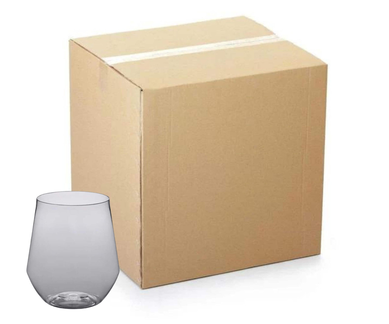 CP 12 oz. Heavy Weight Clear Plastic Stemless Angled Wine Glass - 64/Case | Sip Wine with Style in Angled Stemless Elegance-Chicken Pieces