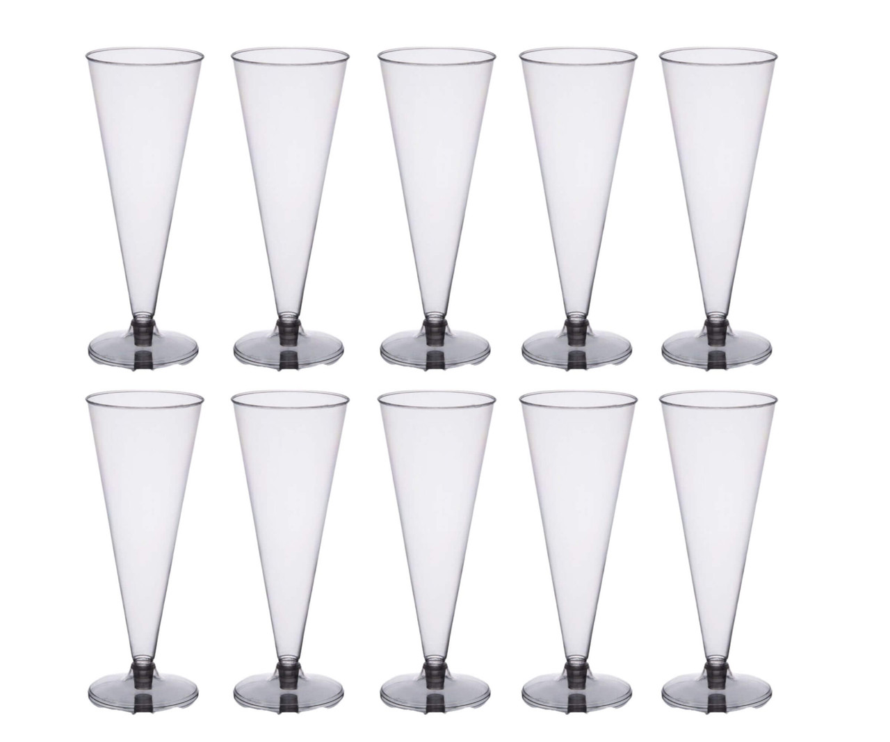 CP 6 oz. Heavy Weight Clear 2-Piece Plastic Cone Champagne Flute - 10/Pack | Toast with Style in Cone-Shaped Plastic Flutes- CHICKEN PIECES