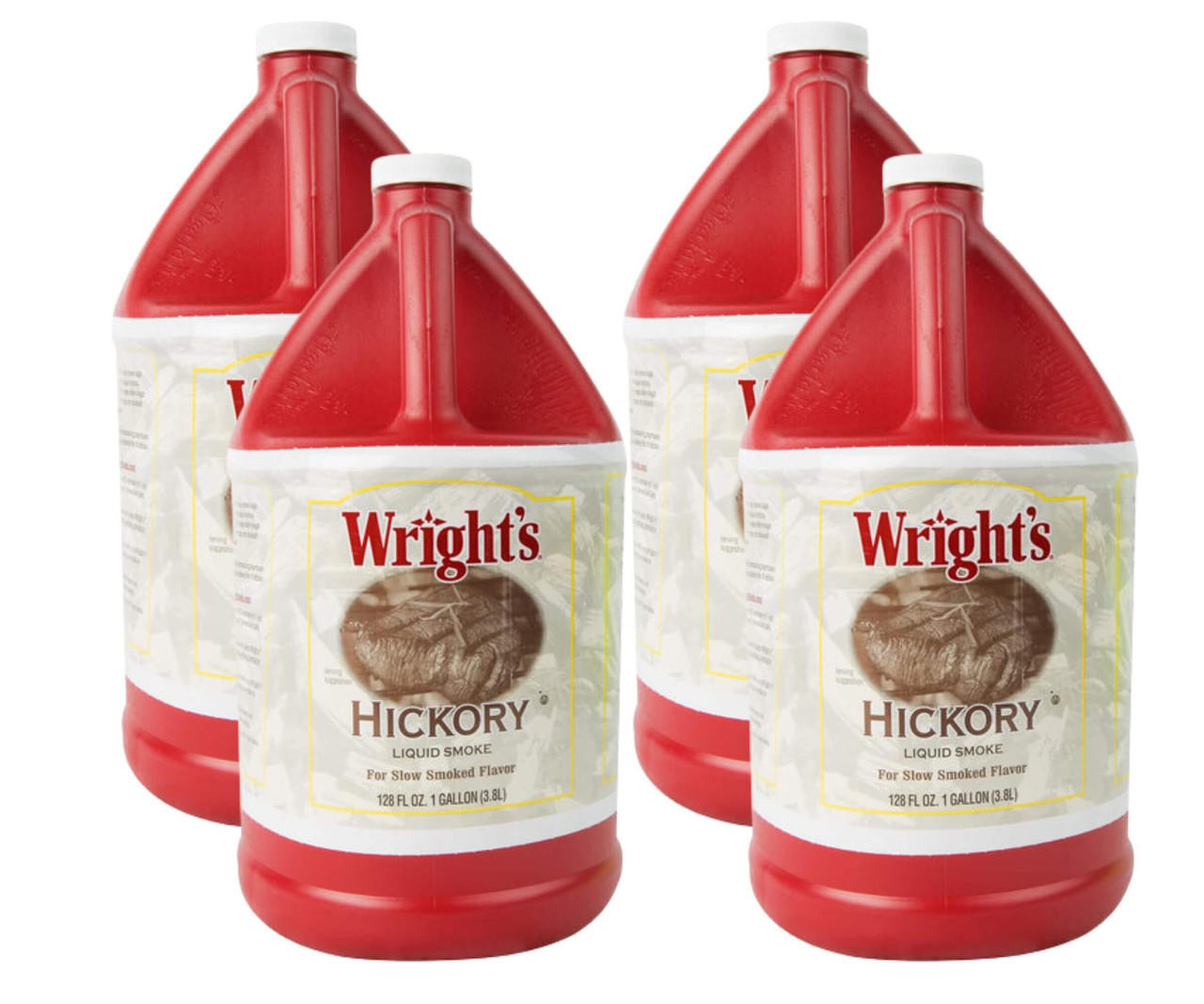 WRIGHT'S Wright's 1 Gallon Hickory Liquid Smoke - 4/Case | Authentic Smoky Flavor in Bulk 