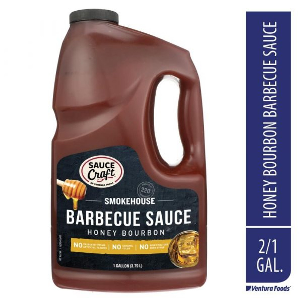Sauce Craft Honey Bourbon BBQ Sauce 1 Gallon - 2/Case | Sweet and Smoky Elegance in Bulk