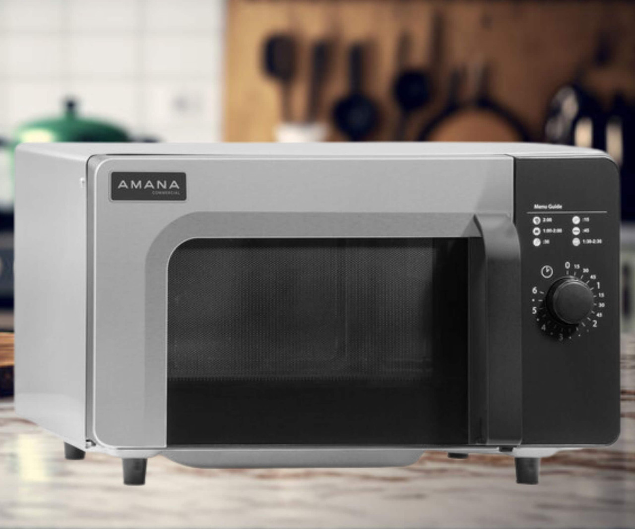 Amana Stainless Steel Commercial Microwave - 120V, 1000W | Reliable Cooking with Dial Controls