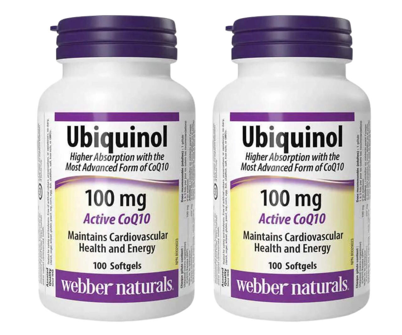 webber naturals Webber Naturals Ubiquinol 100mg - 2 x 100 Softgels | Cellular Energy Support 