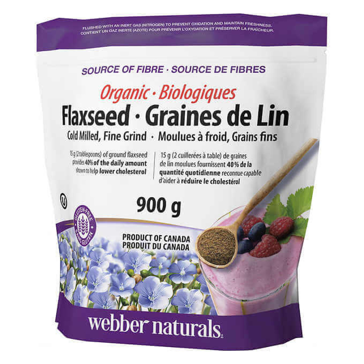 webber naturals Webber Naturals Organic Ground Flaxseed, 900 g, 2-Pack | Nutrient-Rich Flaxseed for a Healthy Diet 
