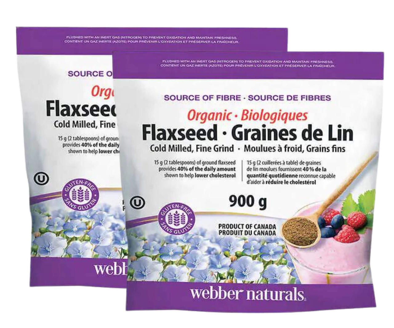 webber naturals Webber Naturals Organic Ground Flaxseed, 900 g, 2-Pack | Nutrient-Rich Flaxseed for a Healthy Diet 