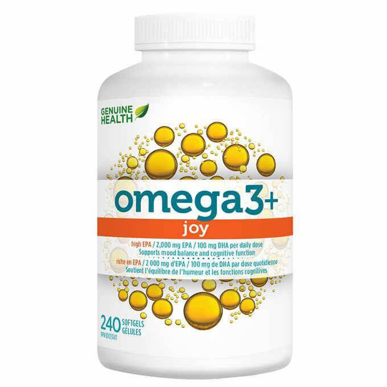 GENUINE HEALTH Genuine Health Omega 3+ Joy Fish Oil Supplement - 240 Softgels | Mood & Heart Health 