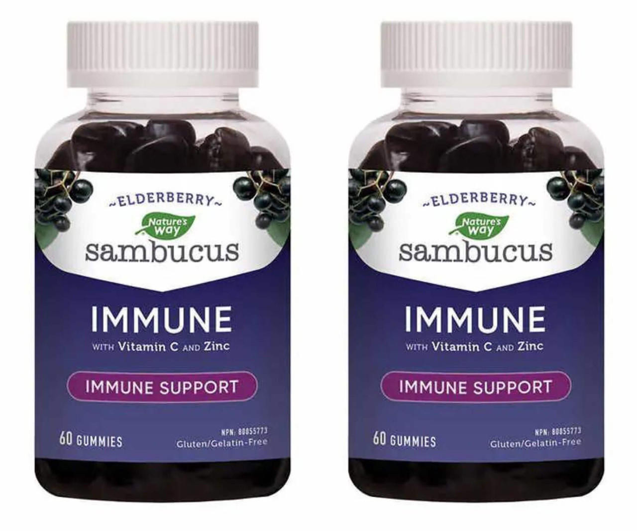  Sambucus Elderberry Cold and Flu Care - 2 x 60 Gummies | Immune Defense 