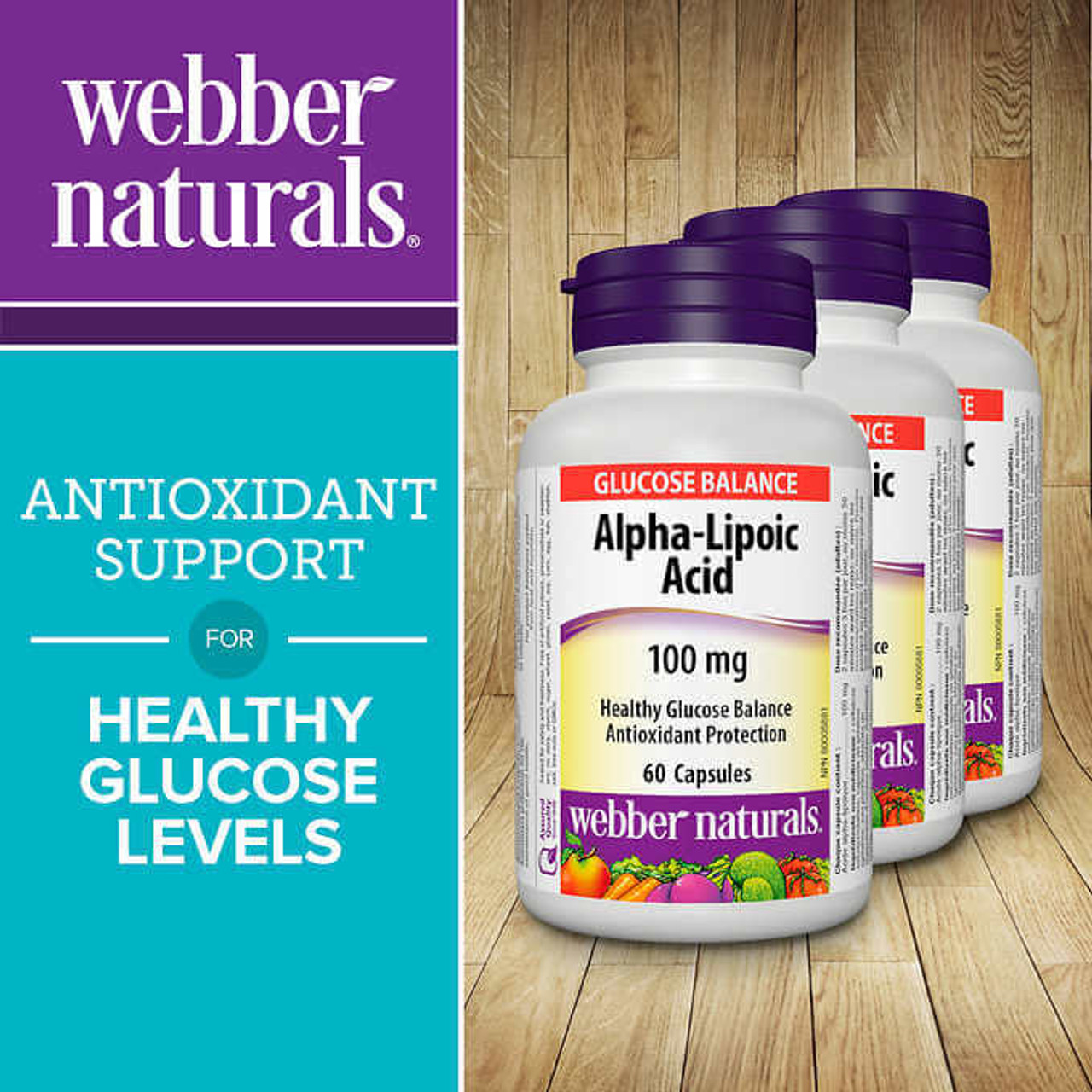 Webber Naturals Alpha Lipoic Acid 100 mg - 3 x 60 Capsules | Antioxidant & Cellular Health-Chicken Pieces